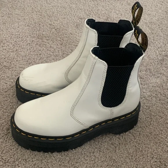 Dr. Martens 2976 White Platform Chelsea Boots - Picture 8 of 8